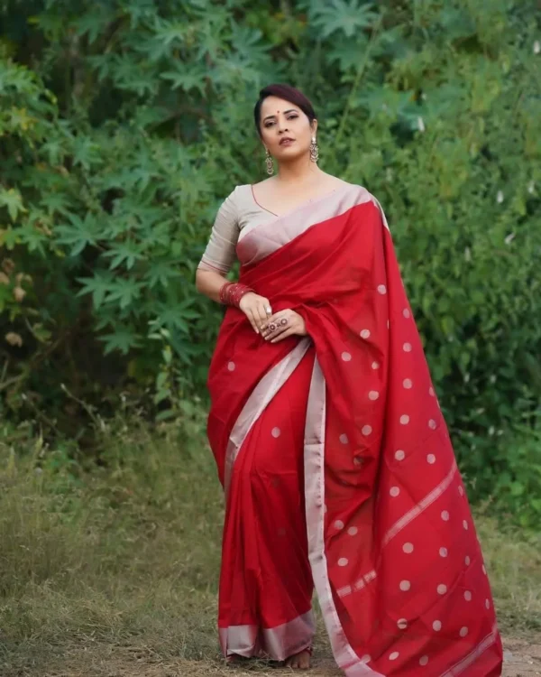 Uppada Pure Pattu Coin Buta Saree Wore by Anasuya