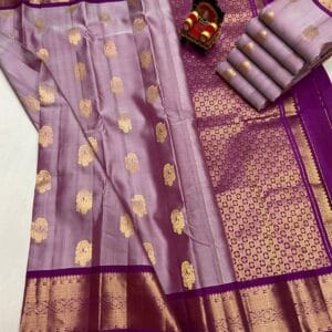 Kanchi Pattu Allover Buti Equal Border Saree