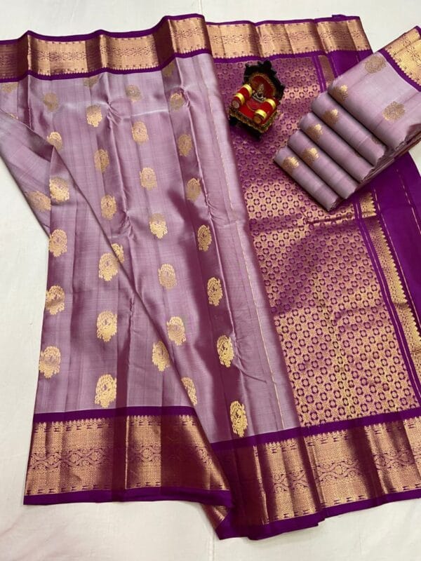 Kanchi Pattu Allover Buti Equal Border Saree