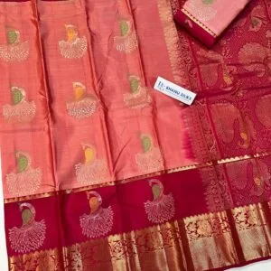 Kanchi Pattu Peacock Buti Design Saree