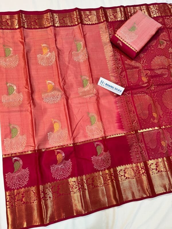 Kanchi Pattu Peacock Buti Design Saree