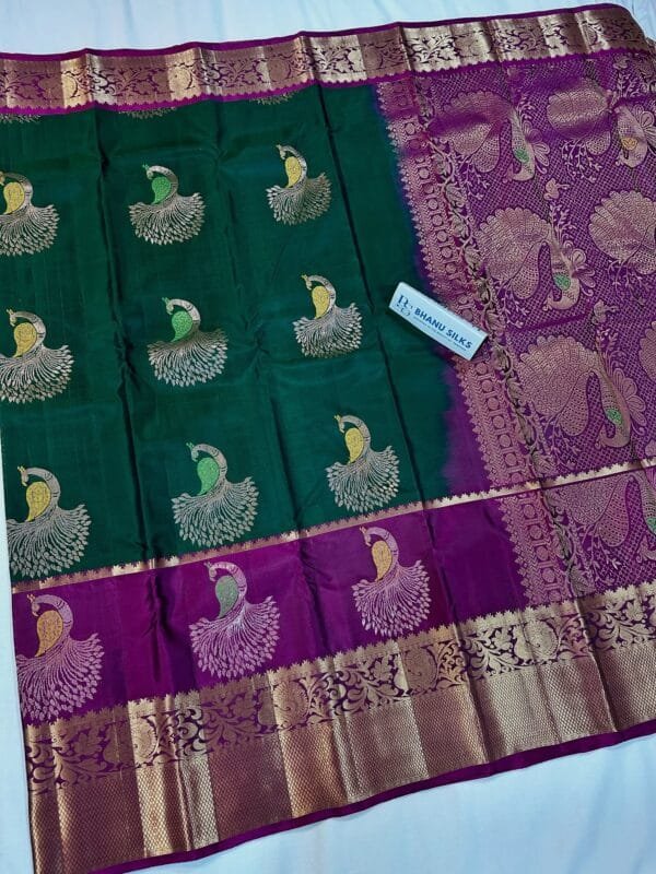 Kanchi Pattu Peacock Buti Design Saree