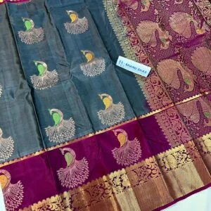 Kanchi Pattu Peacock Buti Design Saree