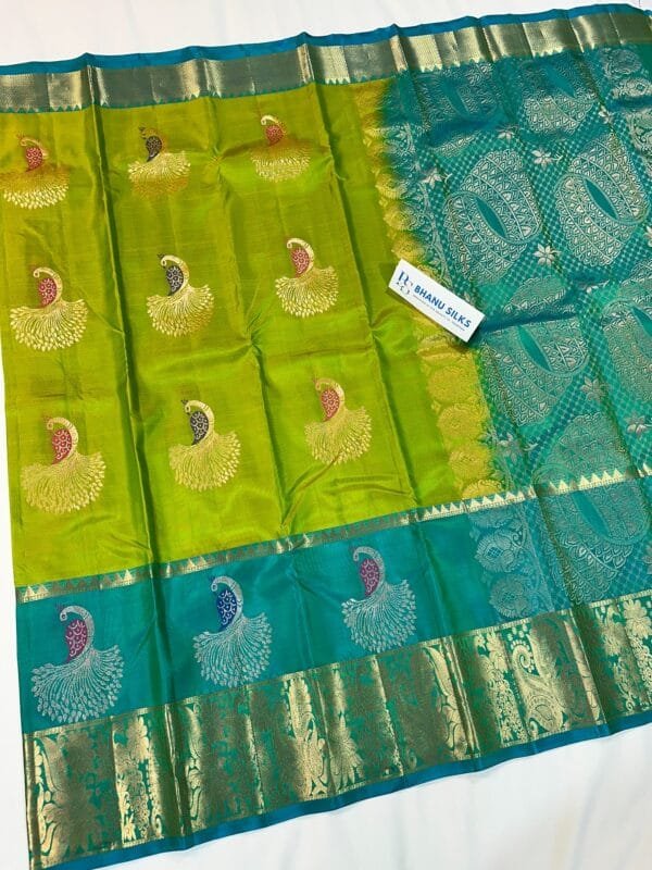 Kanchi Pattu Peacock Buti Design Saree