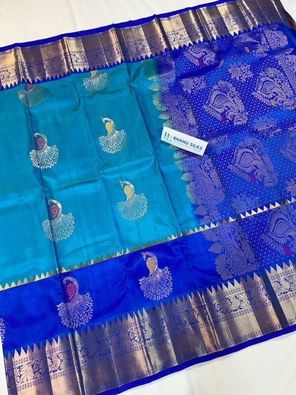 Kanchi Pattu Peacock Buti Design Saree