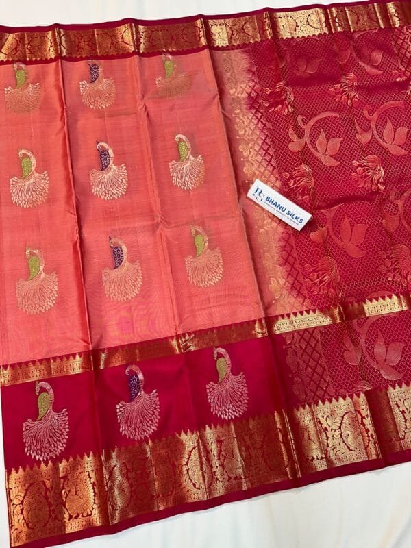 Kanchi Pattu Peacock Buti Design Saree