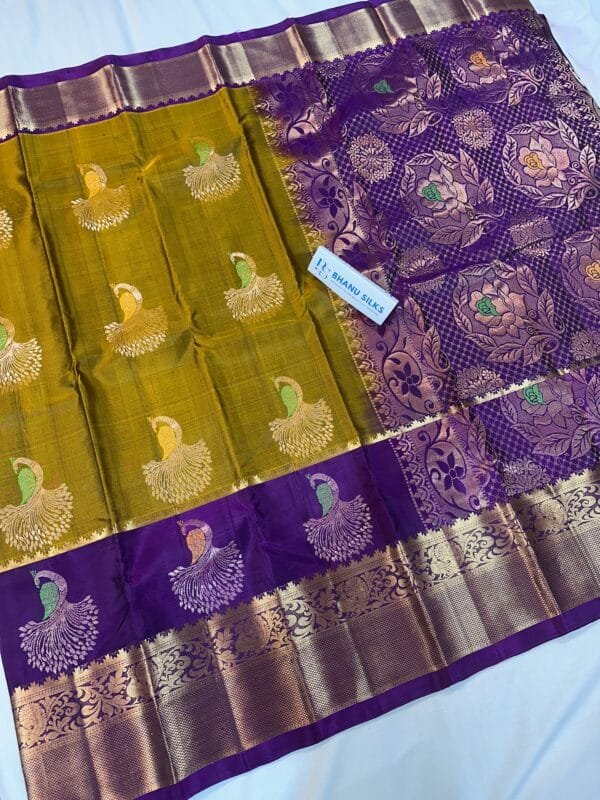 Kanchi Pattu Peacock Buti Design Saree
