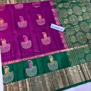 Kanchi Pattu Peacock Buti Design Saree