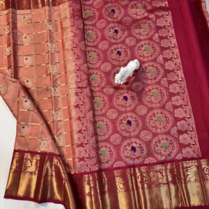 Kanchi Pattu Equal Checks Meena Buta Saree