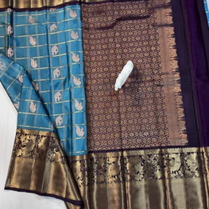 Kanchi Pattu Equal Checks Meena Buta Saree