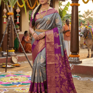 Trending Kanchi Pattu Saree with Peacock Design