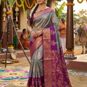 Trending Kanchi Pattu Saree with Peacock Design