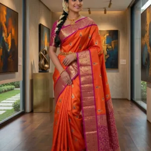 Vintage Kanchi Pattu Equal Border Saree