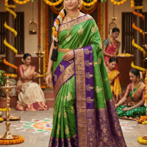 Trending Kanchi Pattu Saree with Peacock Design