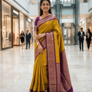 Vintage Kanchi Pattu Equal Border Saree