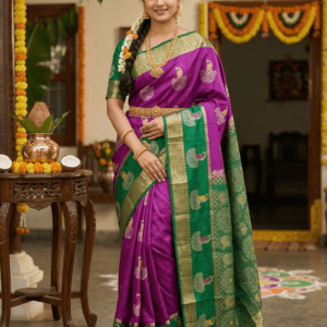Trending Kanchi Pattu Saree with Peacock Design