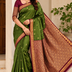 Kanchi Pattu Double Wrap Small Border Saree