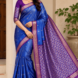 Kanchi Pattu Double Wrap Small Border Saree