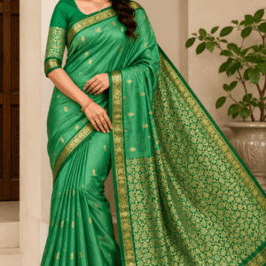 Kanchi Pattu Double Wrap Small Border Saree