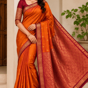 Kanchi Pattu Double Wrap Small Border Saree