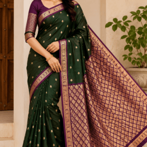 Kanchi Pattu Double Wrap Small Border Saree