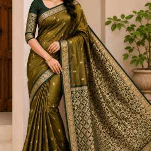 Kanchi Pattu Double Wrap Small Border Saree