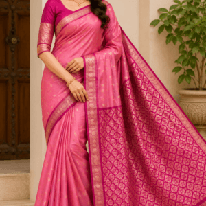 Kanchi Pattu Double Wrap Small Border Saree