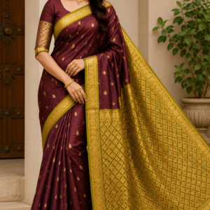 Kanchi Pattu Double Wrap Small Border Saree