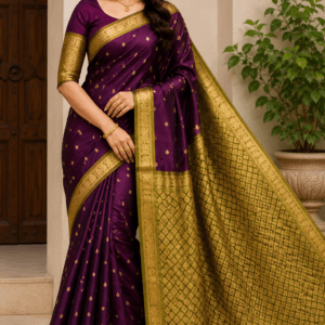 Kanchi Pattu Double Wrap Small Border Saree