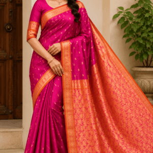 Kanchi Pattu Double Wrap Small Border Saree