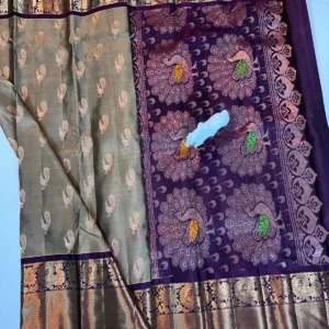 Kanchi Pattu Equal Border Meena Buta Saree
