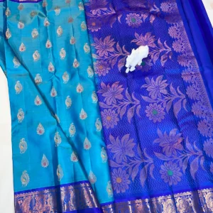 Kanchi Pattu Equal Border Meena Buta Saree