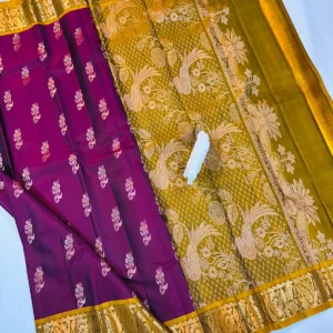 Kanchi Pattu Equal Border Meena Buta Saree