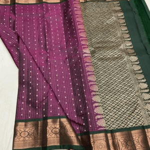 Kanchi Pattu Small Checks with Buti Saree